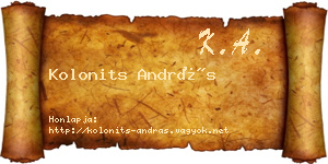 Kolonits András névjegykártya