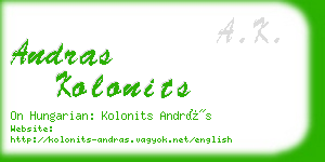 andras kolonits business card